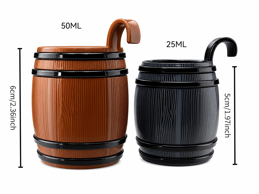 Custom 50ml / 25ml Barrel Shot Glass Whiskey Tasting Cup Ideal for Bar Party Promotions
