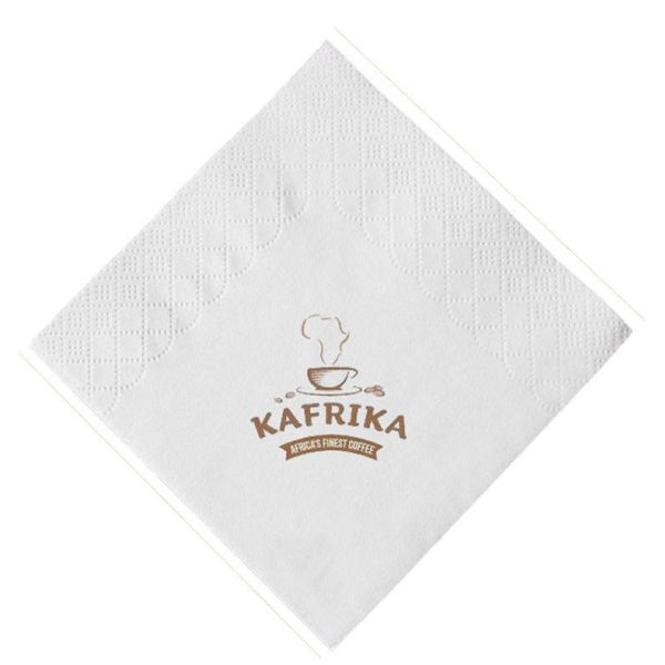 Printed logo Eco Friendly Natural Cream Beige 33x33 Finger Food Napkin Tissue Shaped Paper