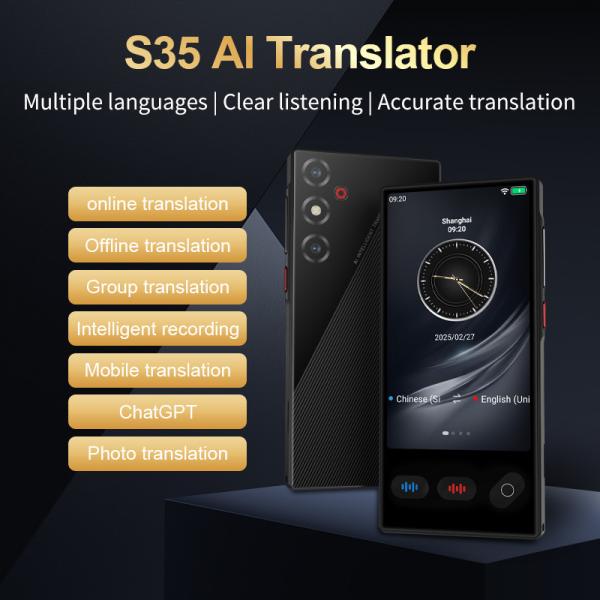 S35 AI Voice Smart Translator 4inch Portable ChatGPT Photo Scan Offline Translate Machine