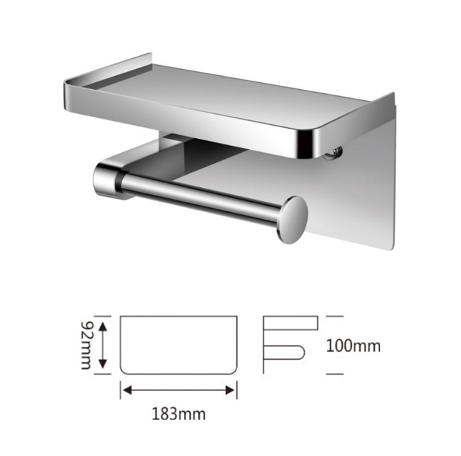 Wall Mounted Bathroom Paper Holder Metal Construction Black/Gunmetal/Polished/Brushed