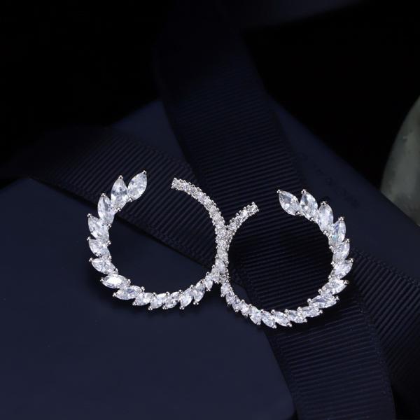 Full Rhinestone Earring Wheat Ear Hoop Earrings Female High-end Light Luxury Fashion Exquisite Earring Jewelry Gift