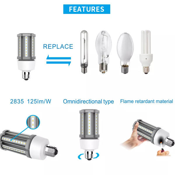 Aluminum Glass LED Corn Cob Light Bulbs Remote Control For Warehouse