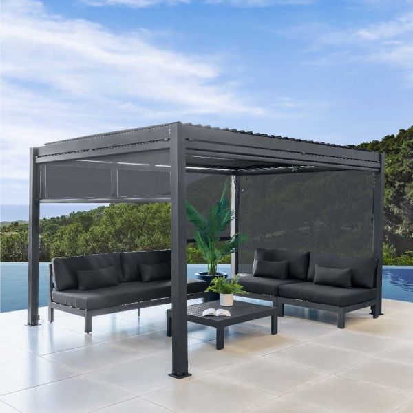 Outdoor Aluminum Bioclimatic Canopy AJUNION Waterproof Louver Garden Pergolas Bridge