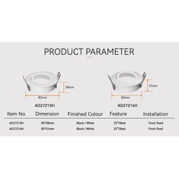 MR16 Waterproof Recessed Light Housing Cutout 68mm Anti Glare Angle Adjustable