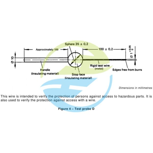 IEC60529 IP Testing Equipment Test Probe D For IP4X 1mm
