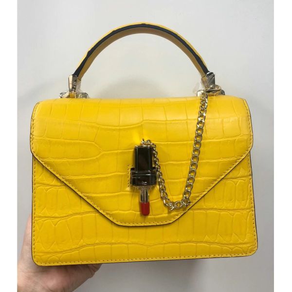 Authentic Crocodile Belly Skin Women Small Orange Purse Lady Chain Handbag Genuine Alligator Leather Female Shoulder Bag