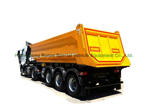 Rear Dump Truck Trailer, Tipper Semi Trailer 3  Axles Rear Tipper Semi Trailer Hydraulic 40T