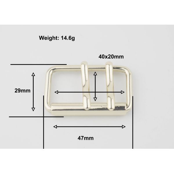Brush Light Gold Double Pin Belt Buckle , Two Prong Belt Buckle For Canvas Bags