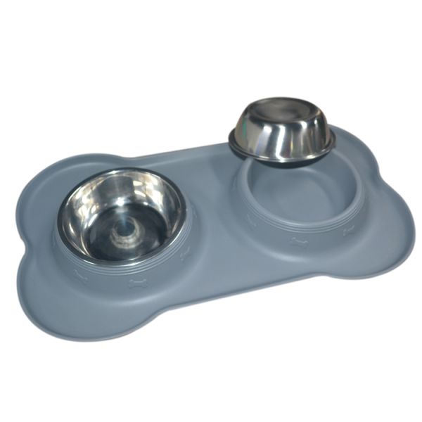Double Pack Silicone Pet Supplies Customized Logo Dog Pet Feeding Bowls