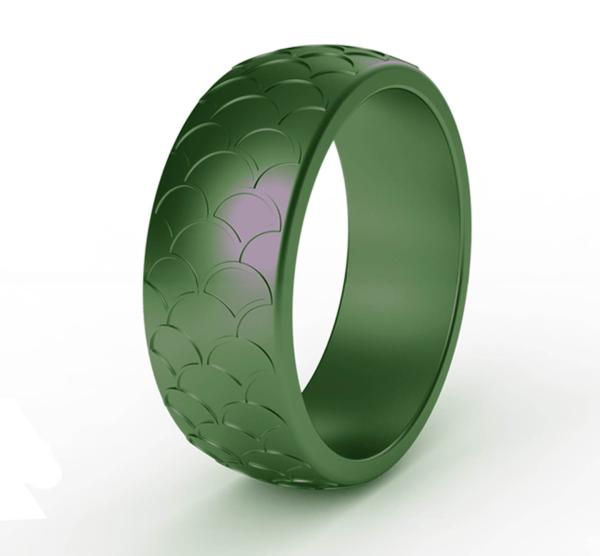 Men Silicone Wedding Ring Fish Scale Design Multi Colors 8.7mm Breathable