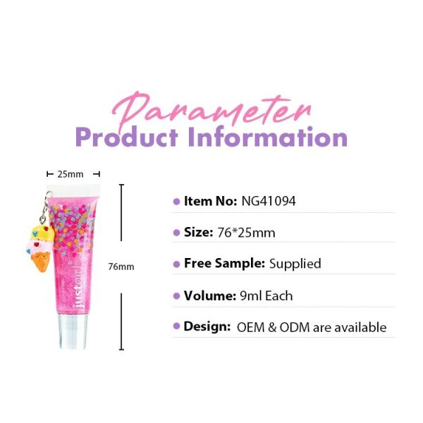 Tube Packaging Shimmer Essence Lip Gloss 9ml With Glittering Effect