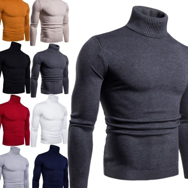 Weaving Method Knitted High Elastic Winter Men's Crew Neck Sweater Standard Knit Jumper