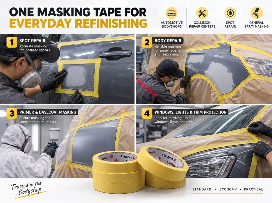 Premium Yellow High Temperature 100 Degree Automotive Masking Tape For Car Painting