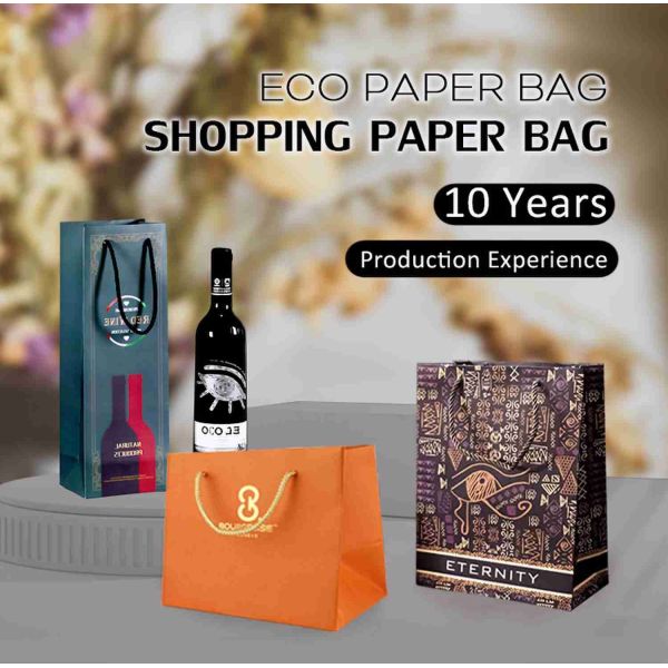 FSC 250gsm Cosmetics Perfume Shopping Printed Paper Gift Bags With Ribbon Handles