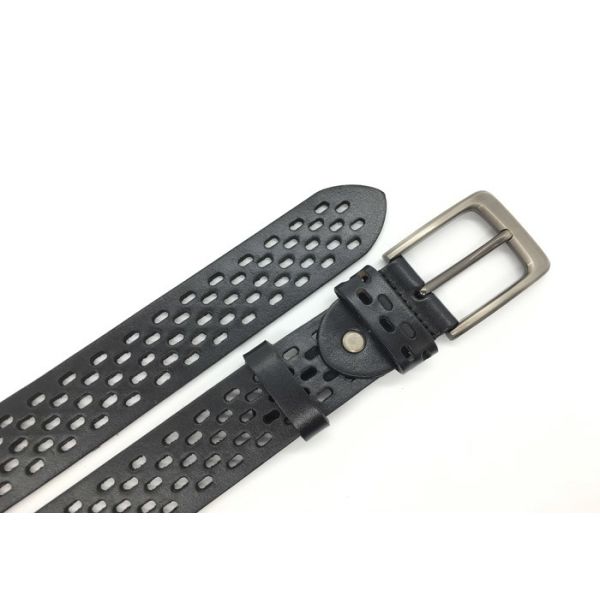 Adjustable Wide Hollow Out Casual Leather Belt For Men