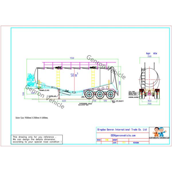 3 Axles Air Suspension 50T Dry Bulk Tanker Trailer In African Cement Plants