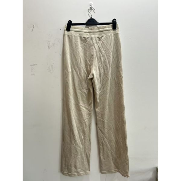 Soft Knit Wide Leg Drawstring Pants - Dark Green / Cream / Light Green