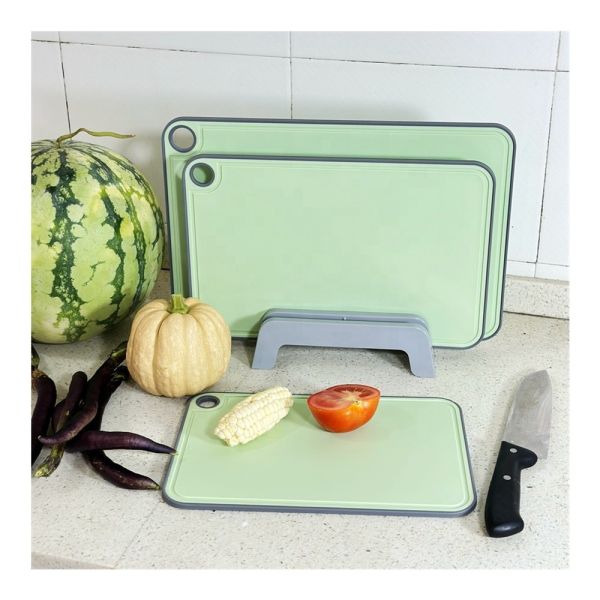 Logo Printed PP Plastic Kitchen Chopping Board with Juice Groove and Nonslip Design