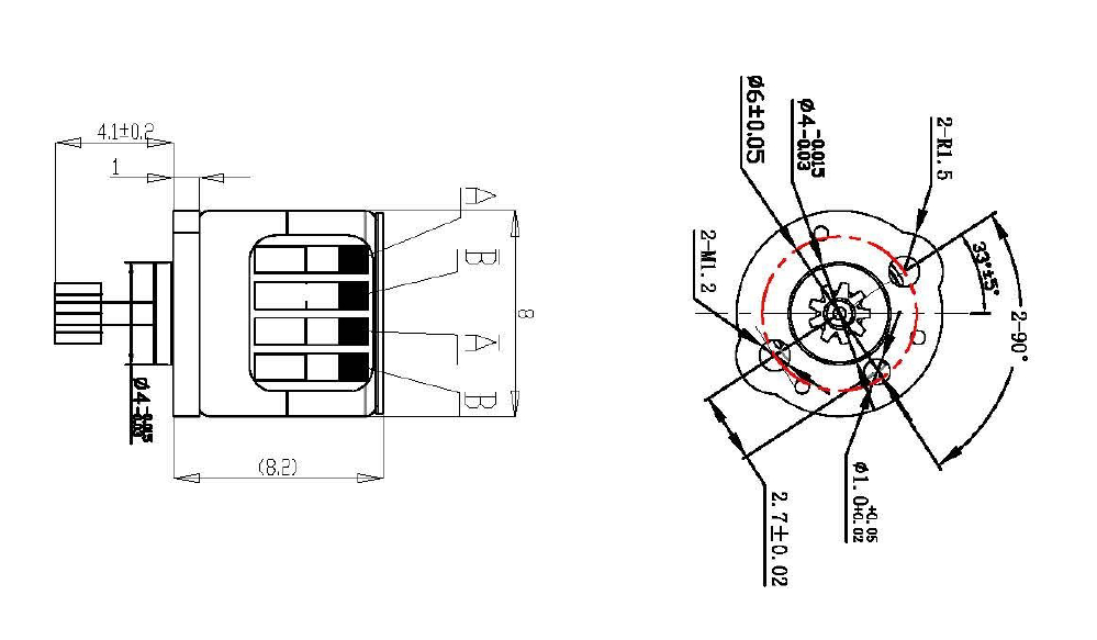 Мотор 8mm объективов фотоаппарата мини Stepper 2 провод участка 4 с медной шестерней