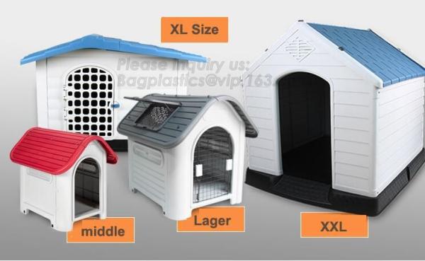 Plastic Dog House - Waterproof Dog Kennel Air Vents Elevated Floor All Weather Indoor Outdoor Insulated Doghous