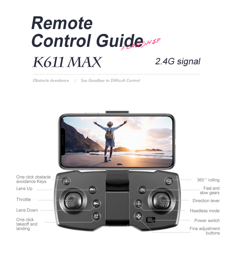 Складчивый аэрофотограф Квадкоптер K818 Max Mini Drone с 4k HD камерой Smart Brushless Motor и препятствиями