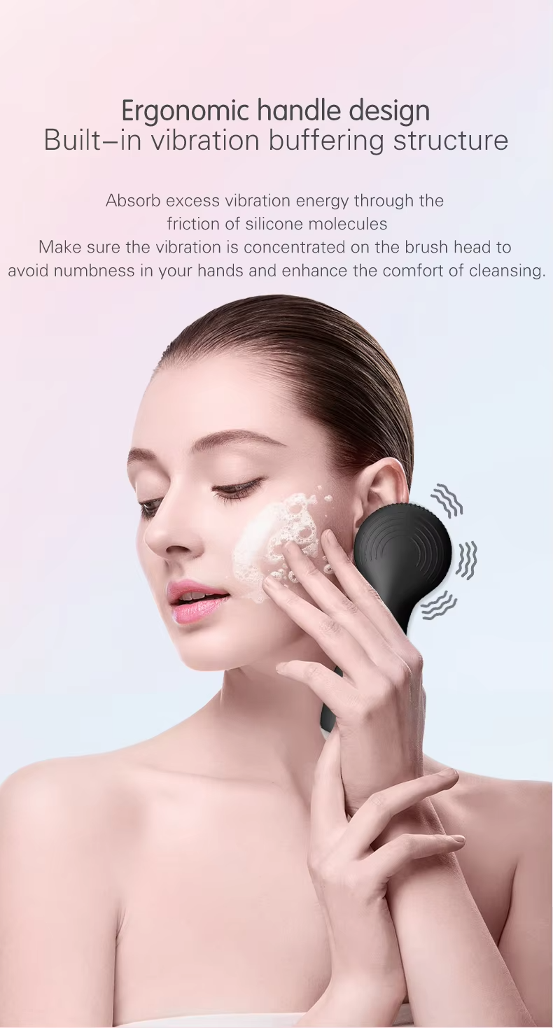 Phototherapy Silicone Sonic Vibrating Face Cleansing Brush For Skin Rejuvenation