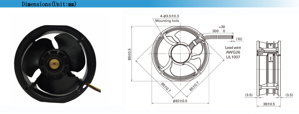 92 x 38 mm reversible flow fan / dc forward and reverse fan 12v 24v / DC reversible fan