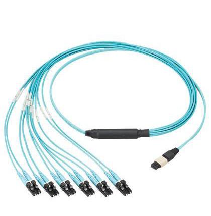 Perda de inserção de MPO-MPO baixa, rede de alta velocidade, cabo de remendo da fibra óptica da cor do amarelo/Aqua