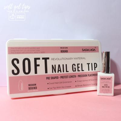 SAGALAGA Finger Short Soft Gel Tips Full Cover Square Shaped Clear Private Label Package Type PVC Box carton Box Finger