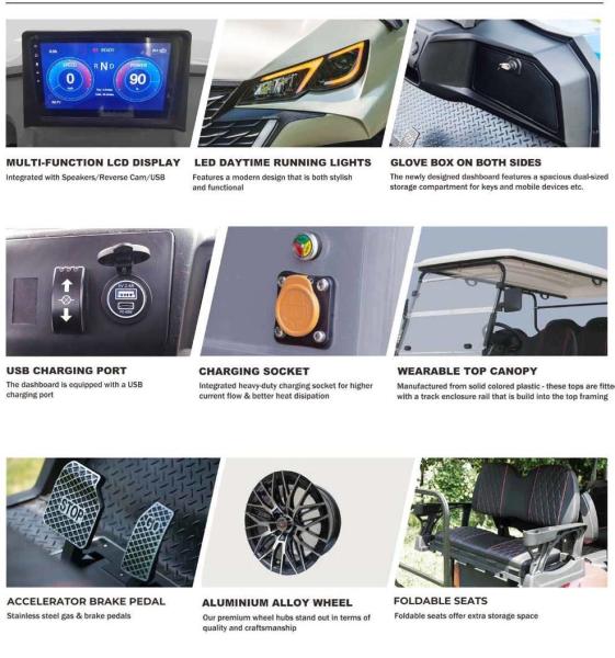 Electric Cartelectric Golf Cart Buggy Vehicles 2+2 Seater With Dump Bed And Roof Golf