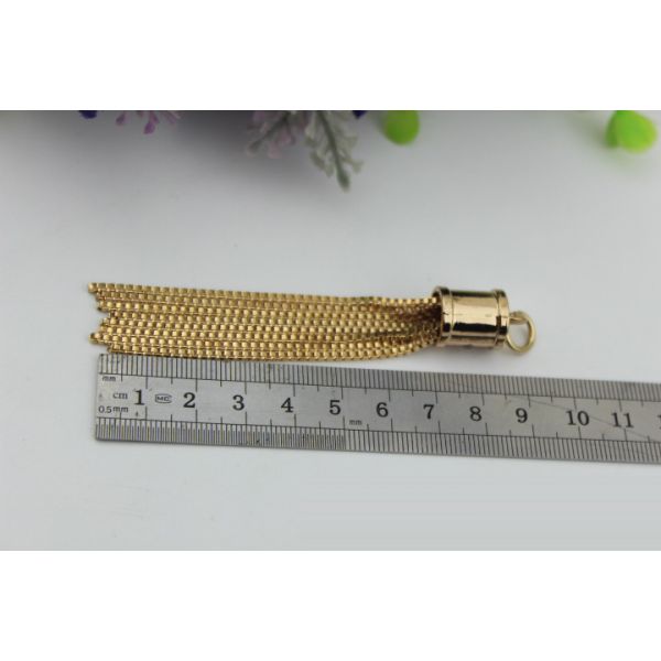 Supplier Custom Handbag Hardware Gold Bell Bucket Hanging Metal Charms with Tassel
