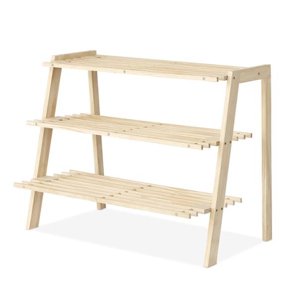 66x45x63cm Solid 3 Tier Rack de Calçado de Madeira Organizador de Armazenamento de Entrada