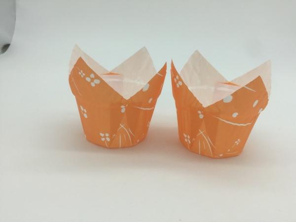 PET Film Coated Tulip Shaped Cupcake Liners , Tulip Baking Cups For Muffin Souffle
