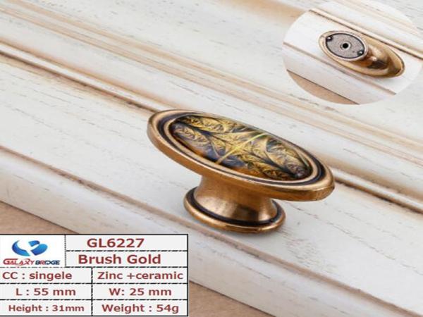 Gold Plated Ceramic Kitchen Cabinet Knobs / Closet  Porcelain Handles T Bar Pulls  Furniture Fittings