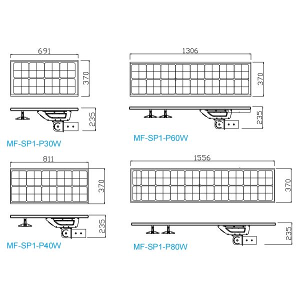 Высокосветное светодиодное уличное освещение солнечное уличное освещение IP66 водонепроницаемое промышленное освещение 30W-150W для дорожных парковок