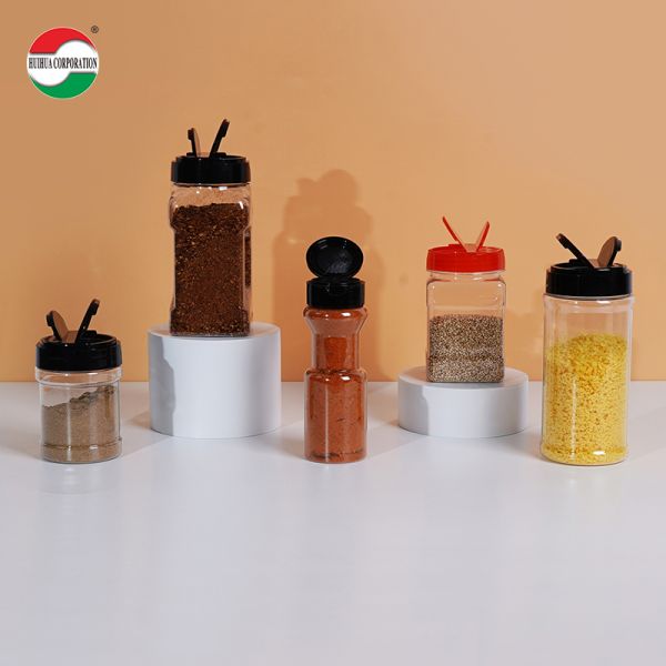 PET Plastic Spice Jar with PP Flip Lid Salt Pepper Seasoning Container for Kitchen Storage