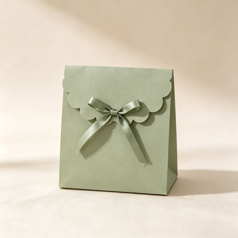 Aesthetic Scalloped Flap Gift Bags For Wedding And Party Favors