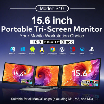 Led Backlit Desktop Triple Monitor Plug & Play Laptop Screen Extender