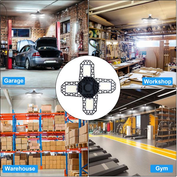 100W LED Deformable Garage Light Aluminum LED Garage Ceiling Lights IP66