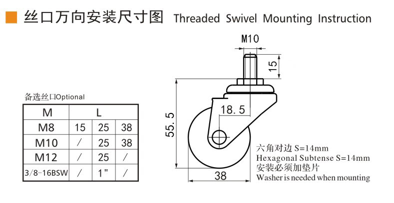 EDL Mini Caster Wheels 1.5 pulgadas 30Kg TPU de color gris por girador y freno 2015S-72