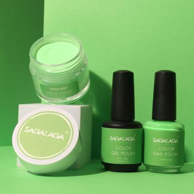 Nail Beauty Glitter 3 in 1 Acrylic Dipping Powder Color Match Air Dry Nail Polish With Uv Gel Polish Kit
