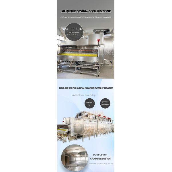 Continuous Belt Type Nuts Roasting Machine with Stainless Steel 304 for Automatic Temperature Control