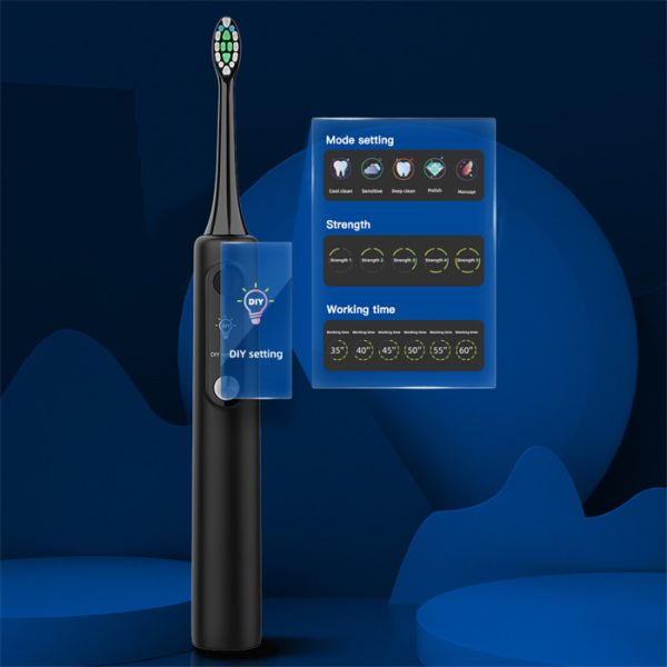 Rechargeable Travel Vibration Automatic Sonic Electric Toothbrush with LCD for Adults