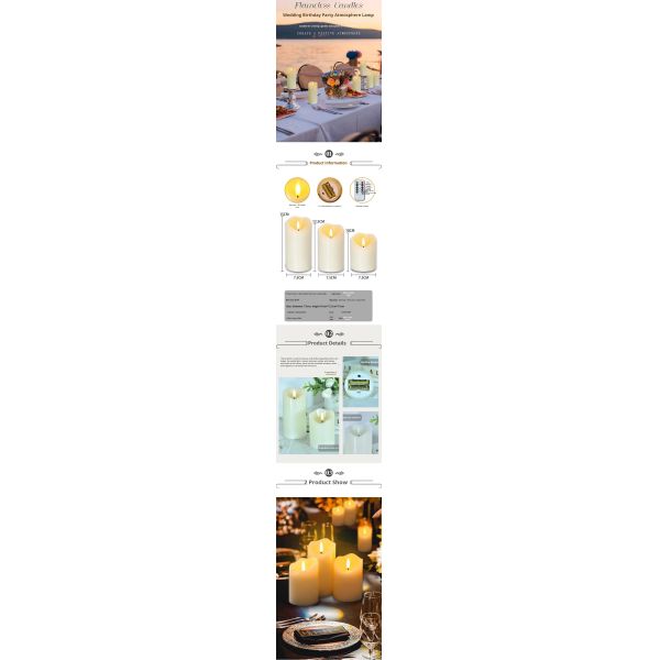 Premium Smart Battery-operated Dinner Table Flickering Flameless Led Module Wax Candle Set with Moving Flame