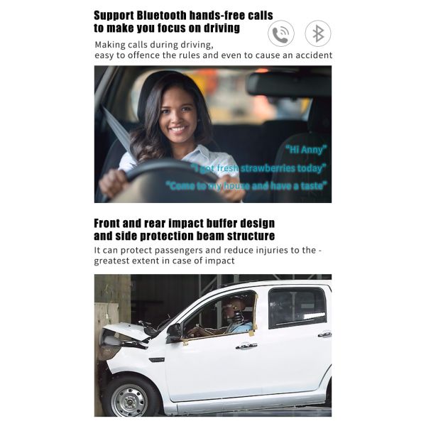 2024 Eléctrico Máximo alcance de 400 km Autos eléctricos 4 ruedas panel solar Car LHD Logotipo delantero Posición del conductor trasero