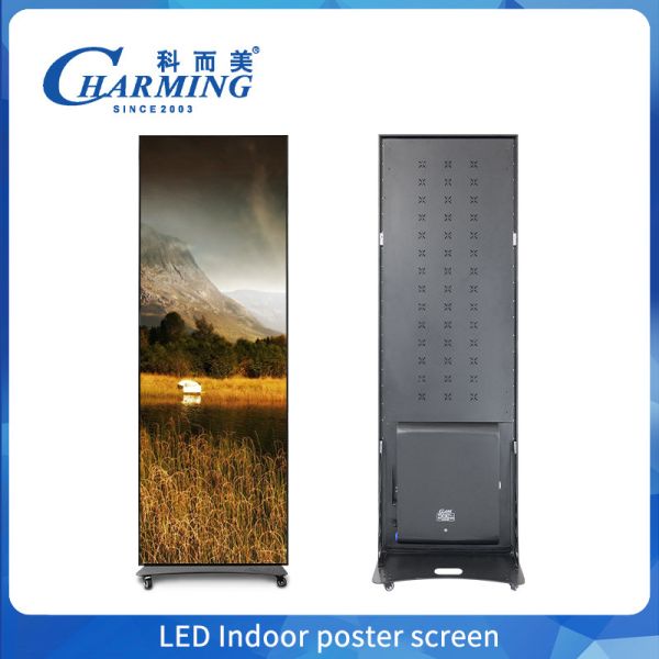 Hot Selling Advertising Led Poster Screen With Wheels Flooring Standing