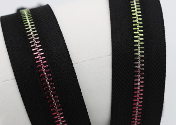 Auto Lock Slider Metal Zipper By The Yard ,  Close End Long Metal Zipper For Handbags