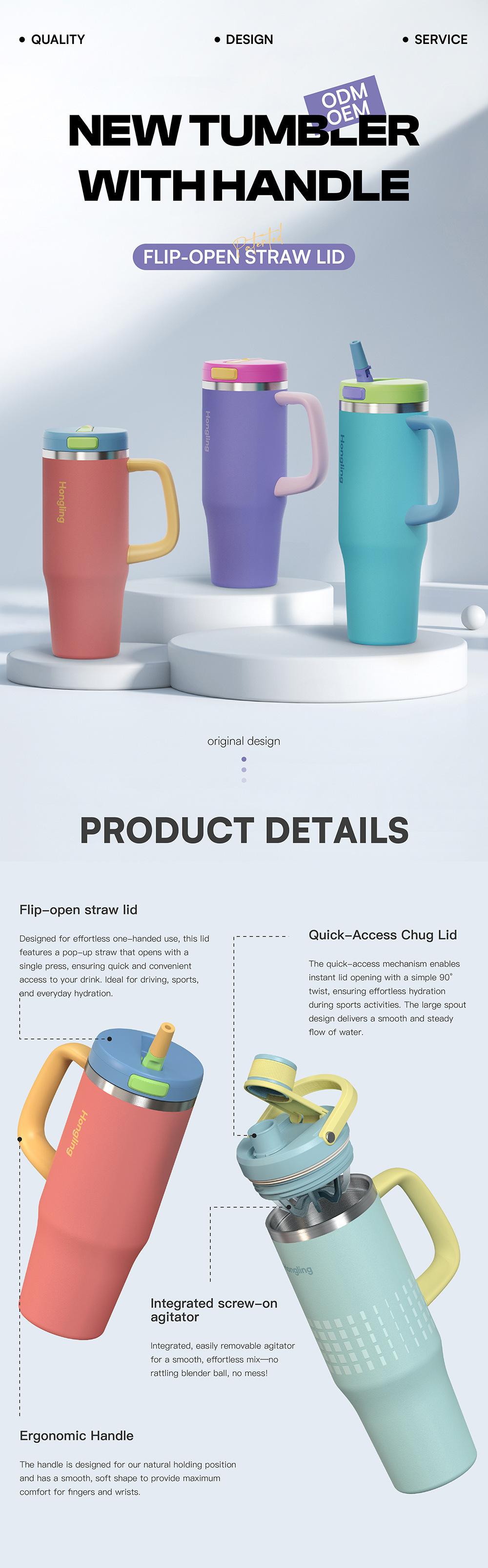 Amazon Cross-border 30oz/40oz/50oz Car Cup Custom Ice Cup Large-capacity Straw Handle Insulated Car Tumbler