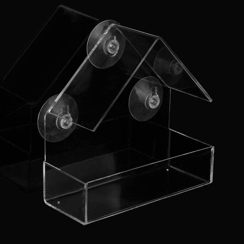 Transparent Triangular Bird Cage Bird House Acrylic Plexiglass Bird Feeder Sub Feeder Display Rack Storage Rack