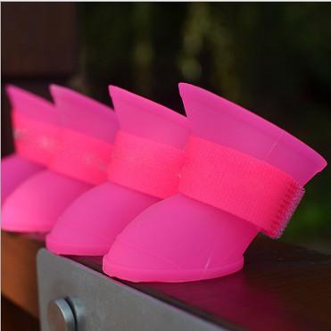 Pet supplies silicone rain boots, non-slip pet shoes, candy color fashion cute dog shoes，red,yellow,pink,black;